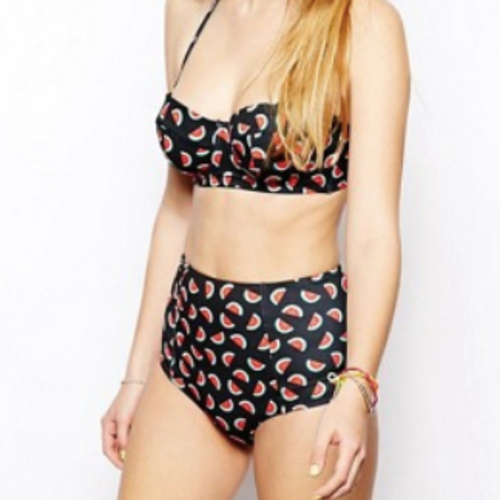 ASOS Watermelon Print High-Waisted Swim Bottoms